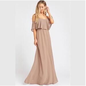 SHOW ME YOUR MUMU | Caitlin Ruffle Maxi Dress Dune Chiffon | Size Large